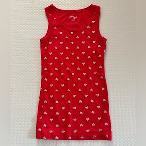 Cat & Jack child L 10/12 red valentines tank top with silver glitter hearts used